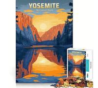 Puzzle Vintage de 1000 pièces représentant Une Affiche de Voyage du Parc National de Yosemite,idéal pour Les Adolescents Découpe Laser pour Un Assemblage Parfait Activité relaxante en Groupe 50x75cm
