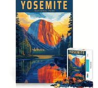 Puzzle Vintage de 1000 pièces représentant Une Affiche de Voyage du Parc National de Yosemite,idéal pour Les Adolescents Découpe Laser pour Un Assemblage Parfait Activité relaxante en Groupe 50x75cm