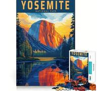 Puzzle Vintage de 1000 pièces représentant Une Affiche de Voyage du Parc National de Yosemite Un Jeu de logique et de réflexion,Un Exercice de découpage Expert et de qualité,idéal et Faire Travailler
