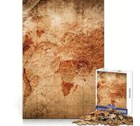 Puzzle Vintage de 1000 pièces représentant Une Carte du Monde Ancien, idéal pour Les Adolescents Jeu de logique et de réflexion Découpe précise Un Cadeau Exceptionnel (38x52cm)
