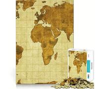 Puzzle Vintage de 1000 pièces représentant Une Carte du Monde Ancien, idéal pour Les Adolescents Jeu de logique et de détente, découpe précise, Cadeau précieux (38x26cm)