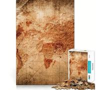 Puzzle Vintage de 1000 pièces représentant Une Carte du Monde Ancien, idéal pour Les Adolescents Jeu de logique et de réflexion Découpe précise Un Cadeau Exceptionnel (38x52cm)