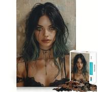 Puzzle Vintage de 1000 pièces représentant Une Jeune Fille Gothique Jeu de Concentration mentale Découpe de précision Bords Lisses Activité captivante pour des soirées tranquilles (50x75cm)