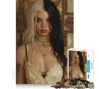 Puzzle Vintage de 1000 pièces représentant Une Jeune Fille Gothique Jeu de réflexion Stimulant Découpe Experte Artisanat Fascinant Passe-Temps idéal pour Les Moments de détente (38x26cm)