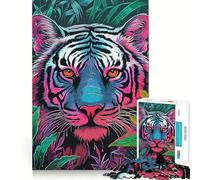 Puzzle Vintage de 1000 pièces sur Le thème du Tigre coloré,idéal pour Les Adolescents Pièces Parfaitement emboîtables,sans espaces,pour Une activité Amusante en Famille Le Soir (50x75cm)