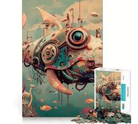 Puzzle Vintage de Baleine robotique de 1000 pièces pour Adultes Jeu Amusant et ressourçant Assemblage sûr et Solide Activité familiale Amusante en soirée (38x26cm)