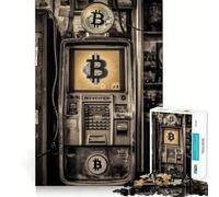 Puzzle Vintage de Distributeur Automatique de Bitcoins pour Adolescents,1000 pièces,Jeu Stimulant l'esprit,Taille Uniforme,pièces précises,activité Amusante en Famille Le Soir (38x52cm)