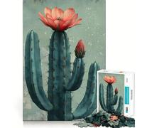 Puzzle Vintage de Fleurs de Cactus,1000 pièces à reconstituer,Jeu Amusant et sans bavures,pièces nettes et découpées,Jeu Portable et idéal pour Les Voyages (38x52cm)