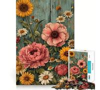 Puzzle Vintage de Fleurs pour Adultes,1000 pièces,Jeu Stimulant la réflexion,Structure à emboîtement précise,Facile à Apprendre,pour Le Plaisir de Toute la Famille (38x26cm)