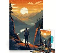 Puzzle Vintage de randonnée en Montagne 1000 pièces,Jeu de réflexion Stimulant,sans pièces détachées,défi cérébral interactif pour la Maison (38x52cm)