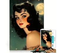 Puzzle Vintage d'halloween avec Une sorcière pour Adultes,1000 pièces,Jeu de mémoire,Assemblage sécurisé et Solide,Jeu de Construction de Liens significatif (38x26cm)
