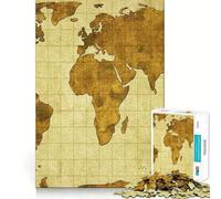 Puzzle Vintage Difficile de 1000 pièces représentant Une Carte du Monde Ancien, idéal pour Adultes Jeu Intelligent à Faire à la Maison, à Partager ou à Offrir en Cadeau (50x75cm)