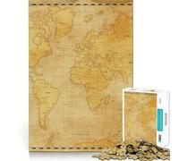 Puzzle Vintage Difficile de 1000 pièces représentant Une Carte du Monde Ancien, idéal pour Adultes Un Puzzle de mémoire Facile à Assembler, Un Cadeau Artistique et Relaxant (50x75cm)