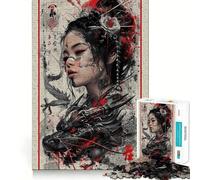Puzzle Vintage Dragon Geisha 1000 pièces Jeu de réflexion Stimulant Emboîtement Parfait Défi cérébral interactif pour la Maison (38x52cm)