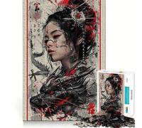 Puzzle Vintage Dragon Geisha 1000 pièces Jeu de réflexion Stimulant Fixation Solide Défi cérébral interactif pour la Maison (38x26cm)
