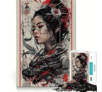 Puzzle Vintage Dragon Geisha 1000 pièces pour Adultes Souvenirs Amusants,Assemblage Solide et sécurisé,activité familiale Amusante en soirée (50x75cm)