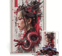 Puzzle Vintage Dragon Geisha 1000 pièces pour Adultes Stimulation de l'esprit Plaisir Garanti Assemblage Solide Cadeau Festif (38x52cm)