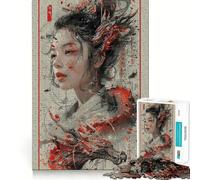 Puzzle Vintage Dragon Geisha pour Adolescents,1000 pièces,Stimulant l'esprit,pièces Robustes et aux découpes nettes,activité de Groupe réconfortante (50x75cm)