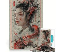 Puzzle Vintage Dragon Geisha pour Adultes,1000 pièces,Jeu de mémoire,Assemblage sécurisé et Solide,Jeu de Construction de Liens significatifs (38x26cm)