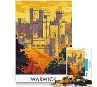 Puzzle Vintage du château de Warwick pour Adultes,1000 pièces,Jeu de mémoire,découpe Fine,Finition Premium,Un Moyen captivant de Passer Le Temps (38x52cm)