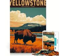 Puzzle Vintage du Parc National de Yellowstone,1000 pièces,Jeu Stimulant Le Cerveau,Assemblage Parfait,Divertissement Confortable à l'intérieur pour Tous (38x26cm)