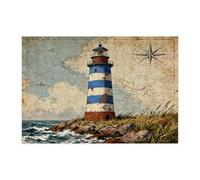 Puzzle vintage en bois avec phare nautique pour adultes, 300 pièces, carte de route esthétique, décorations de plage cool pour divertissement à domicile