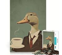 Puzzle Vintage en Forme de Canard à café pour Adultes,1000 pièces,Jeu de réflexion Amusant,Technologie de découpe Laser avancée,défi divertissant pour Passer Le Temps (38x52cm)