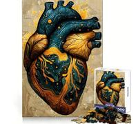 Puzzle Vintage en Forme de cœur Anatomique, 1000 pièces, pour Adolescents, pour Une Concentration optimale, Une Distraction Douce et Un Cadeau de Noël idéal (38x26cm)