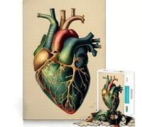 Puzzle Vintage en Forme de cœur Anatomique,1000 pièces,pour développer sa mémoire et développer Ses compétences Bords Lisses,Assemblage Parfait,Une façon Amusante d'occuper Son Temps Libre (38x52cm)