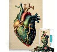 Puzzle Vintage en Forme de cœur Anatomique,1000 pièces,pour stimuler la mémoire et s'amuser Qualité Professionnelle,découpe Amusante, pour développer l'esprit (50x75cm)