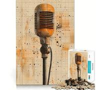 Puzzle Vintage en Forme de Microphone pour Adolescents,1000 pièces,Jeu Stimulant l'esprit,Taille Uniforme,pièces précises,activité Amusante en Famille Le Soir (38x26cm)