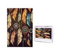 Puzzle vintage ethnique tribal plume pour adultes 1000 pièces Puzzle en bois à partir de photos, casse-tête stimulant parfait pour les soirées de jeu, décoration de la maison, casse-tête cadeau pour