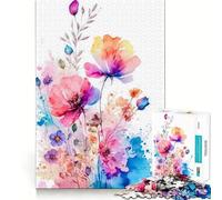 Puzzle Vintage Fleurs Aquarelle pour Adultes,1000 pièces,Jeu de réflexion Stimulant,Structure à emboîtement précise,Facile à Apprendre,Plaisir en Famille (38x52cm)