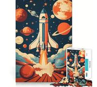 Puzzle Vintage fusée pour Adolescents 1000 pièces, décoration Murale apaisante et Amusante aux découpes nettes (38x52cm)