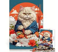Puzzle Vintage Japonais Chat Persan pour Adultes, 1000 pièces, Jeu de logique Transparente, Loisirs, découpe Parfaite, Cadeau créatif (50x75cm)