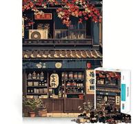 Puzzle Vintage Japonais de 1000 pièces,Motif façade de Magasin,Jeu de réflexion,Assemblage Stable,pièces Qui ne bougent Pas,Passe-Temps agréable pour Les Longs Week-Ends (50x75cm)