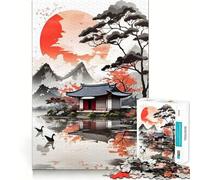 Puzzle Vintage Japonais de 1000 pièces représentant Un Village Jeu d'adresse créatif Découpe Nette Composants Robustes Idéal pour Les Voyages pour Les Cerveaux (38x52cm)