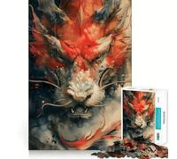 Puzzle Vintage Japonais Dragon 1000 pièces Entraînement Mental Amusant Découpe Nette Composants Robustes Loisirs captivants pour Un séjour Confortable à la Maison (38x26cm)