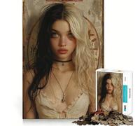 Puzzle Vintage Jeune Fille Gothique 1000 pièces Jeu Amusant Technologie de découpe Laser avancée Jouet de Divertissement d'intérieur pour Les Vacances (38x52cm)