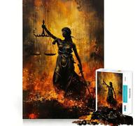 Puzzle Vintage Lady Justice à l'huile 1000 pièces,Jeu de Construction Focus,Assemblage Parfait sans écart,activité gratifiante pour Les Jours de Pluie (50x75cm)