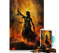 Puzzle Vintage Lady Justice à l'huile,1000 pièces,Jeu de réflexion créatif,découpe Nette,Composants Robustes,idéal pour Les Voyages (38x26cm)