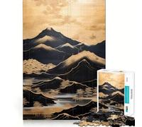 Puzzle Vintage Montagnes d'or 1000 pièces Jeu de réflexion Découpe de Haute précision Défi Amusant pour Passer Le Temps d'attente (38x52cm)