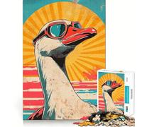 Puzzle Vintage Oie au Coucher du Soleil pour Adolescents,1000 pièces,Jeu Stimulant l'esprit,Taille Uniforme,pièces précises,activité Amusante en Famille Le Soir (38x26cm)