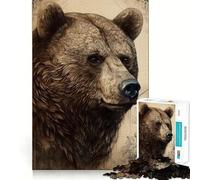 Puzzle Vintage Ours pour Adultes,1000 pièces,Jeu de réflexion,Cadeau,découpe de Haute précision,activité relaxante à Faire en Groupe à l'intérieur (50x75cm)