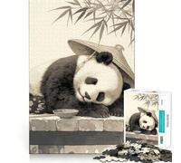 Puzzle Vintage Panda endormi pour Adolescents,1000 pièces,Jeu Stimulant l'esprit,Assemblage sécurisé et Solide,activité de Partage en Famille (38x26cm)