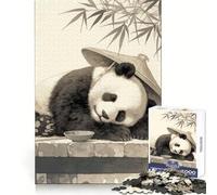 Puzzle Vintage Panda endormi pour Adultes, 1000 pièces, idéal pour se concentrer, s'entraîner, se détendre et Offrir Un Cadeau mémorable (38x52cm)