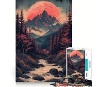 Puzzle Vintage Paysage Asiatique 1000 pièces,Jeu de Construction,Assemblage Parfait sans Espace,activité gratifiante pour Les Jours de Pluie (38x52cm)