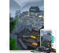 Puzzle Vintage Paysage Asiatique 1000 pièces,Jeu de Construction Focus,Assemblage Parfait sans Espace,activité gratifiante pour Les Jours de Pluie (38x26cm)