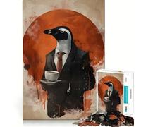 Puzzle Vintage Penguin Coffee 1000 pièces pour Adultes, Jeu de logique Clair, Divertissement Relaxant, découpe Parfaite, Cadeau élégant (38x52cm)