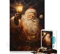 Puzzle Vintage Père Noël pour Adolescents,1000 pièces,Stimulant l'esprit,pièces Robustes et aux découpes nettes,activité de Groupe réconfortante (38x26cm)